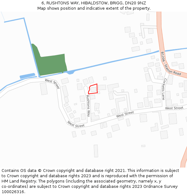 6, RUSHTONS WAY, HIBALDSTOW, BRIGG, DN20 9NZ: Location map and indicative extent of plot