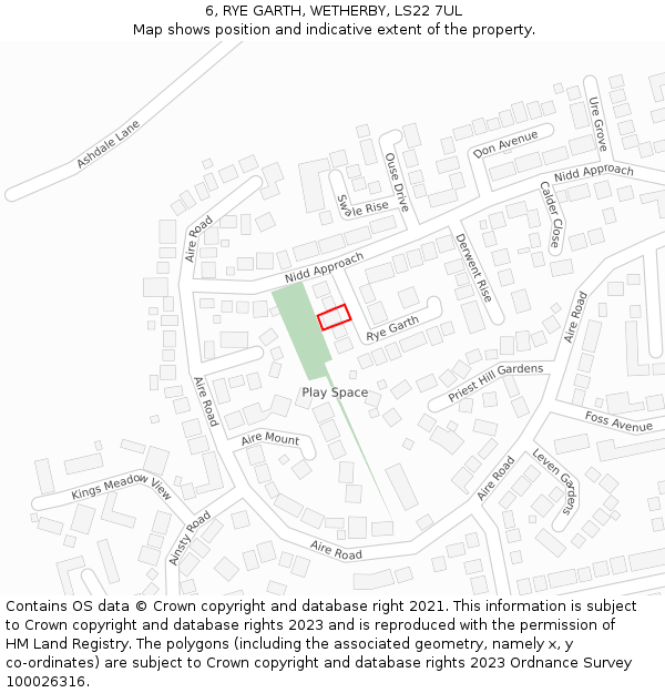 6, RYE GARTH, WETHERBY, LS22 7UL: Location map and indicative extent of plot