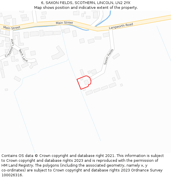 6, SAXON FIELDS, SCOTHERN, LINCOLN, LN2 2YX: Location map and indicative extent of plot