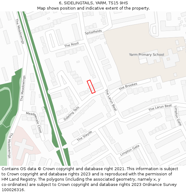 6, SIDELINGTAILS, YARM, TS15 9HS: Location map and indicative extent of plot