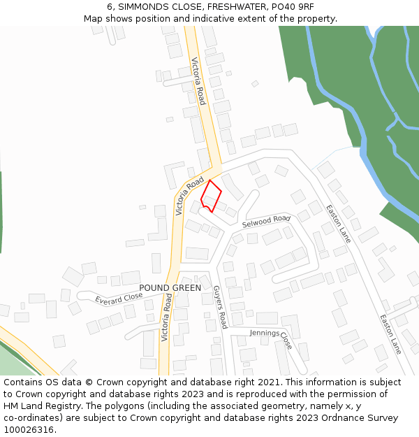 6, SIMMONDS CLOSE, FRESHWATER, PO40 9RF: Location map and indicative extent of plot