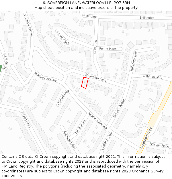 6, SOVEREIGN LANE, WATERLOOVILLE, PO7 5RH: Location map and indicative extent of plot