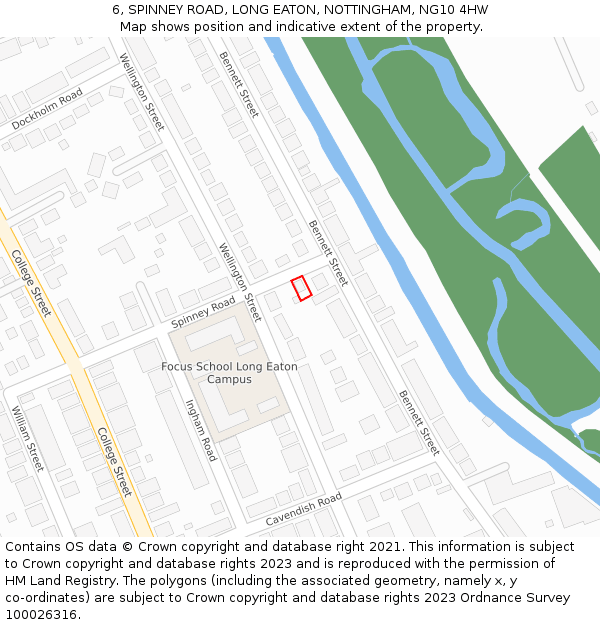 6, SPINNEY ROAD, LONG EATON, NOTTINGHAM, NG10 4HW: Location map and indicative extent of plot