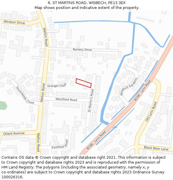 6, ST MARTINS ROAD, WISBECH, PE13 3EX: Location map and indicative extent of plot