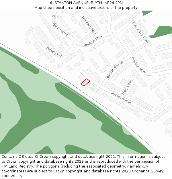 6, STANTON AVENUE, BLYTH, NE24 4PN: Location map and indicative extent of plot