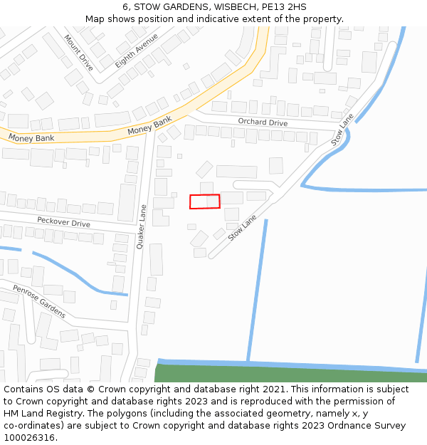 6, STOW GARDENS, WISBECH, PE13 2HS: Location map and indicative extent of plot