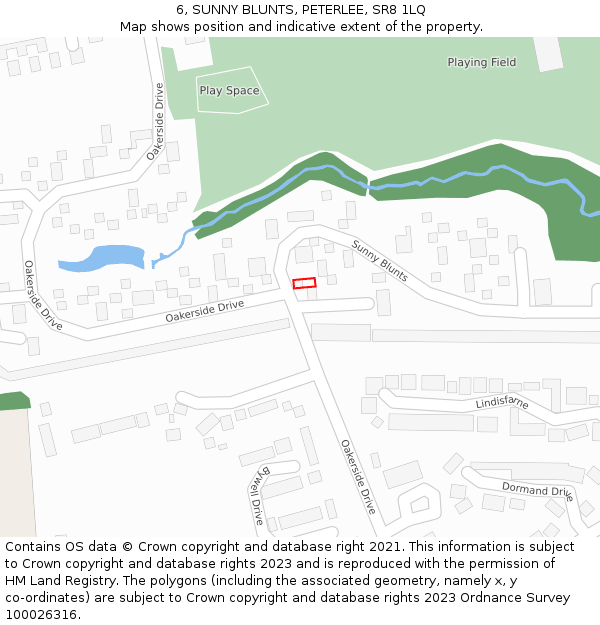 6, SUNNY BLUNTS, PETERLEE, SR8 1LQ: Location map and indicative extent of plot