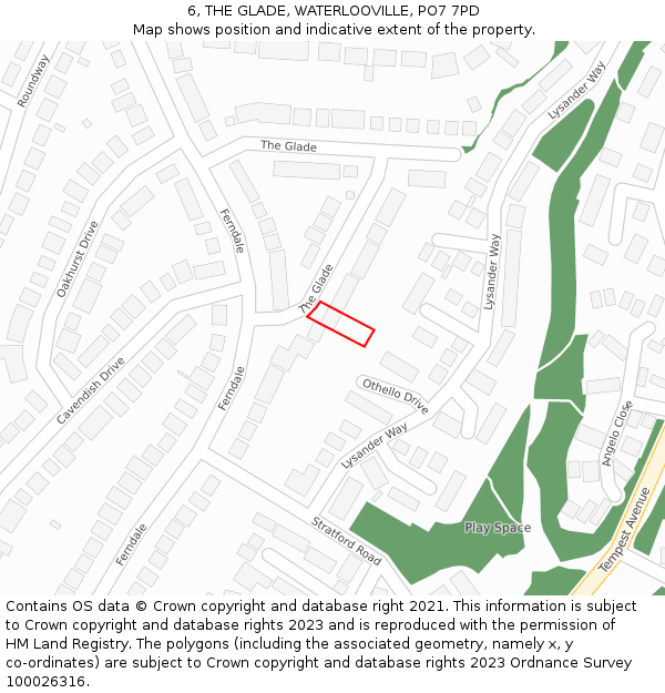 6, THE GLADE, WATERLOOVILLE, PO7 7PD: Location map and indicative extent of plot