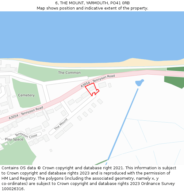 6, THE MOUNT, YARMOUTH, PO41 0RB: Location map and indicative extent of plot