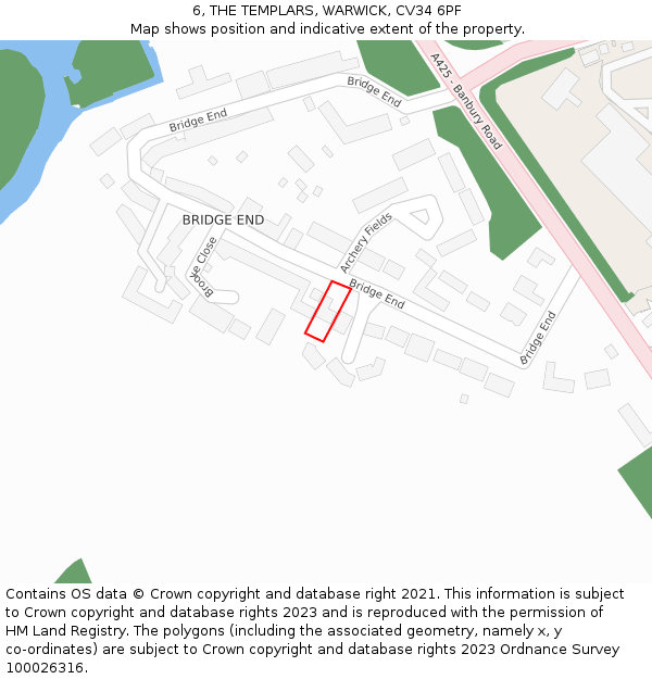 6, THE TEMPLARS, WARWICK, CV34 6PF: Location map and indicative extent of plot