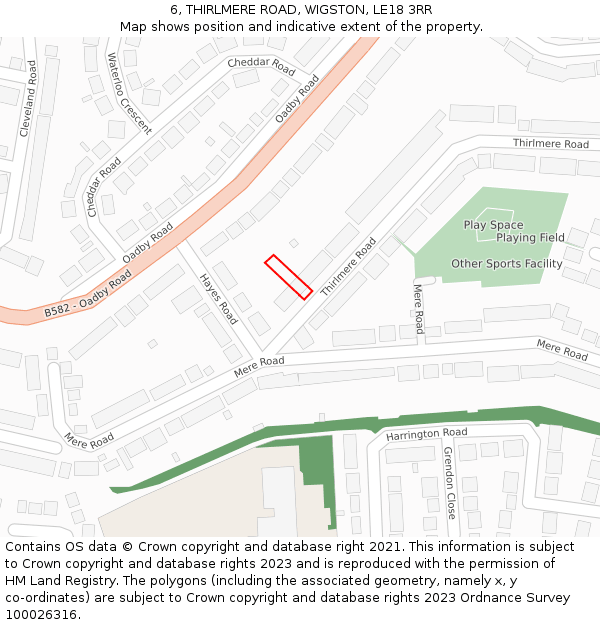 6, THIRLMERE ROAD, WIGSTON, LE18 3RR: Location map and indicative extent of plot