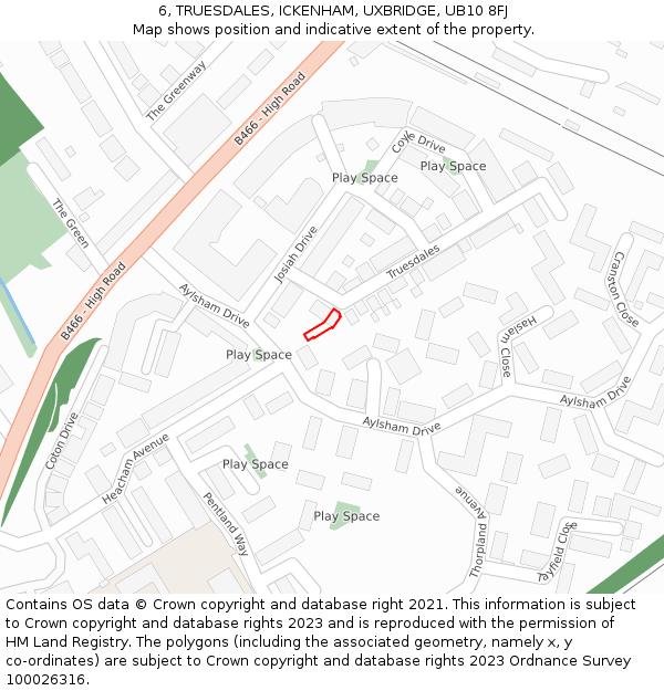 6, TRUESDALES, ICKENHAM, UXBRIDGE, UB10 8FJ: Location map and indicative extent of plot