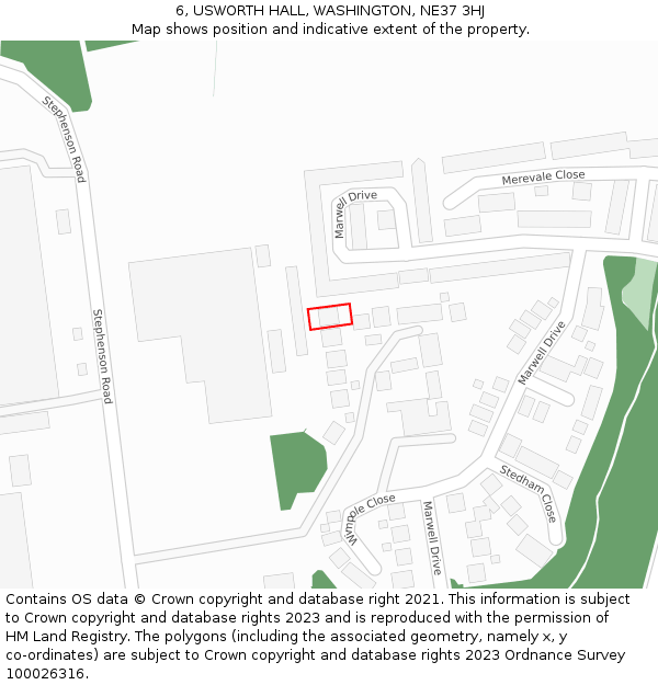 6, USWORTH HALL, WASHINGTON, NE37 3HJ: Location map and indicative extent of plot