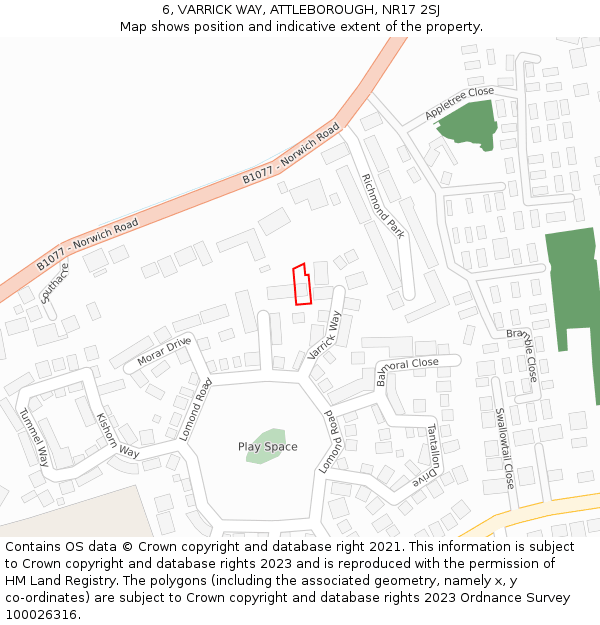 6, VARRICK WAY, ATTLEBOROUGH, NR17 2SJ: Location map and indicative extent of plot