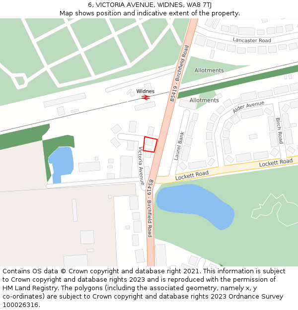 6, VICTORIA AVENUE, WIDNES, WA8 7TJ: Location map and indicative extent of plot