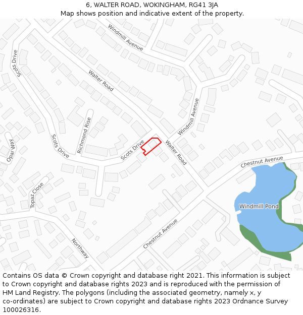 6, WALTER ROAD, WOKINGHAM, RG41 3JA: Location map and indicative extent of plot