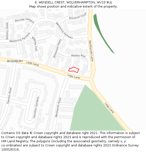 6, WENDELL CREST, WOLVERHAMPTON, WV10 8UJ: Location map and indicative extent of plot