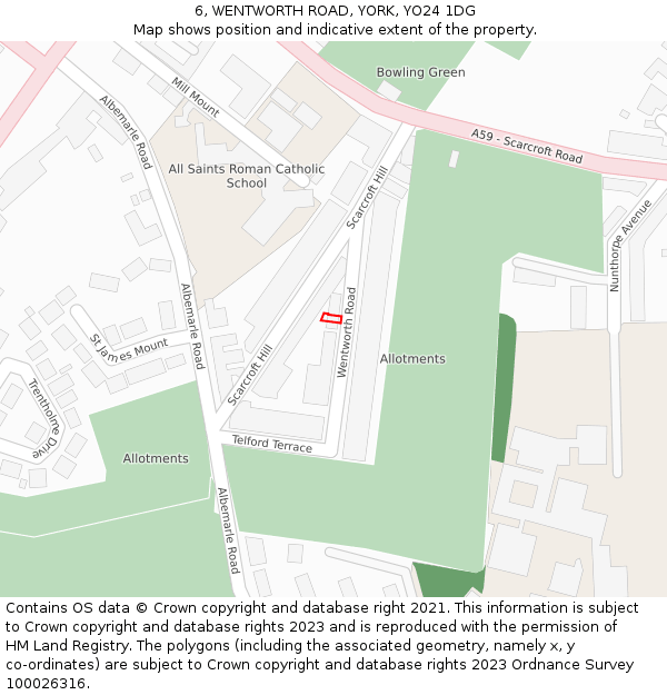 6, WENTWORTH ROAD, YORK, YO24 1DG: Location map and indicative extent of plot