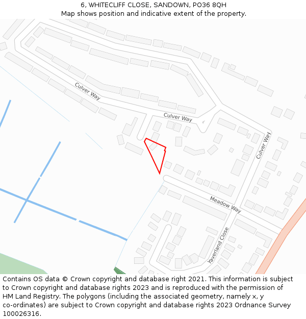 6, WHITECLIFF CLOSE, SANDOWN, PO36 8QH: Location map and indicative extent of plot