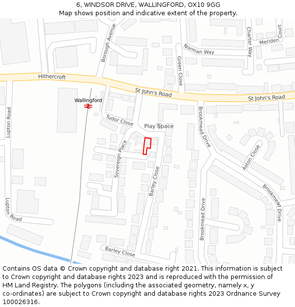 6, WINDSOR DRIVE, WALLINGFORD, OX10 9GG: Location map and indicative extent of plot