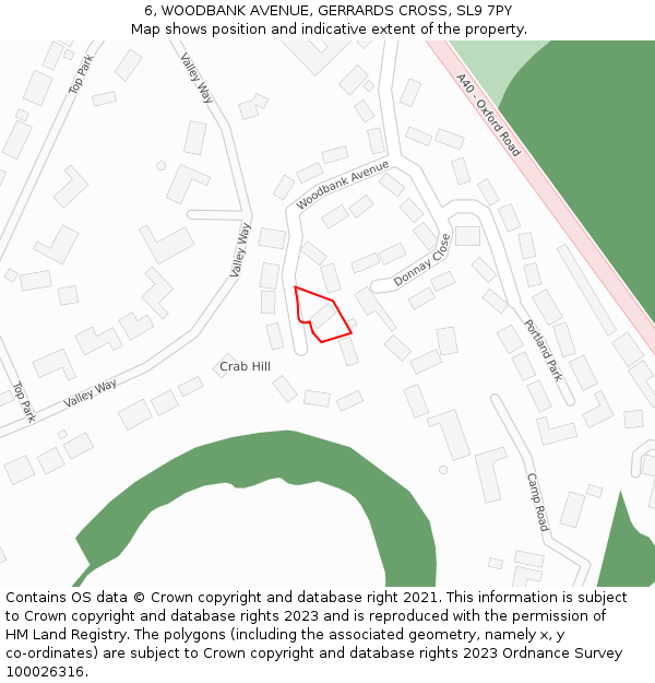 6, WOODBANK AVENUE, GERRARDS CROSS, SL9 7PY: Location map and indicative extent of plot