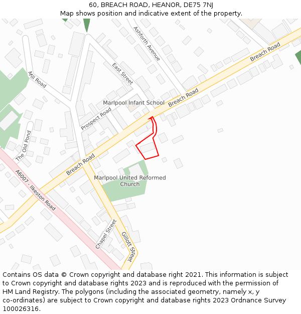 60, BREACH ROAD, HEANOR, DE75 7NJ: Location map and indicative extent of plot