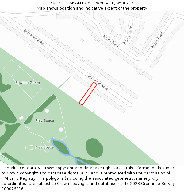 60, BUCHANAN ROAD, WALSALL, WS4 2EN: Location map and indicative extent of plot