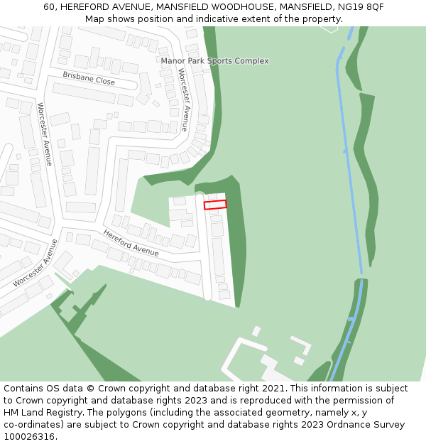60, HEREFORD AVENUE, MANSFIELD WOODHOUSE, MANSFIELD, NG19 8QF: Location map and indicative extent of plot