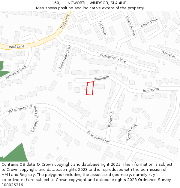 60, ILLINGWORTH, WINDSOR, SL4 4UP: Location map and indicative extent of plot