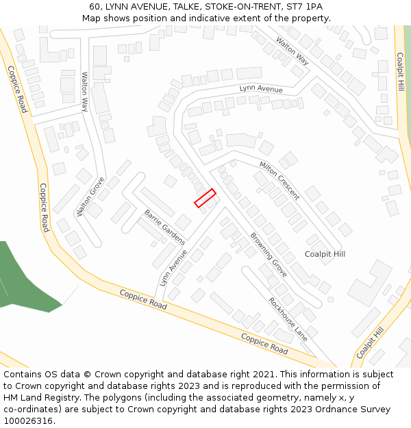 60, LYNN AVENUE, TALKE, STOKE-ON-TRENT, ST7 1PA: Location map and indicative extent of plot