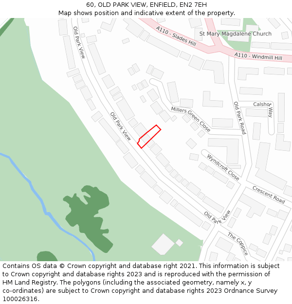 60, OLD PARK VIEW, ENFIELD, EN2 7EH: Location map and indicative extent of plot