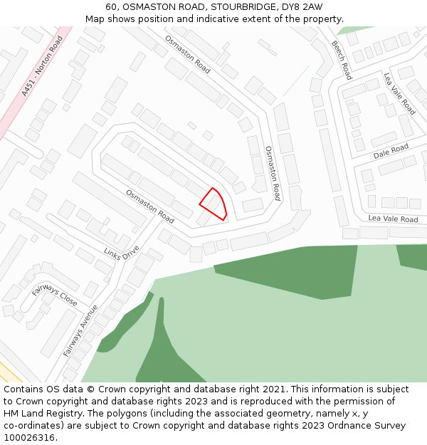 60, OSMASTON ROAD, STOURBRIDGE, DY8 2AW: Location map and indicative extent of plot