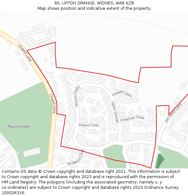 60, UPTON GRANGE, WIDNES, WA8 9ZB: Location map and indicative extent of plot