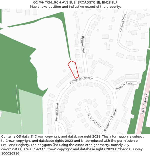 60, WHITCHURCH AVENUE, BROADSTONE, BH18 8LP: Location map and indicative extent of plot