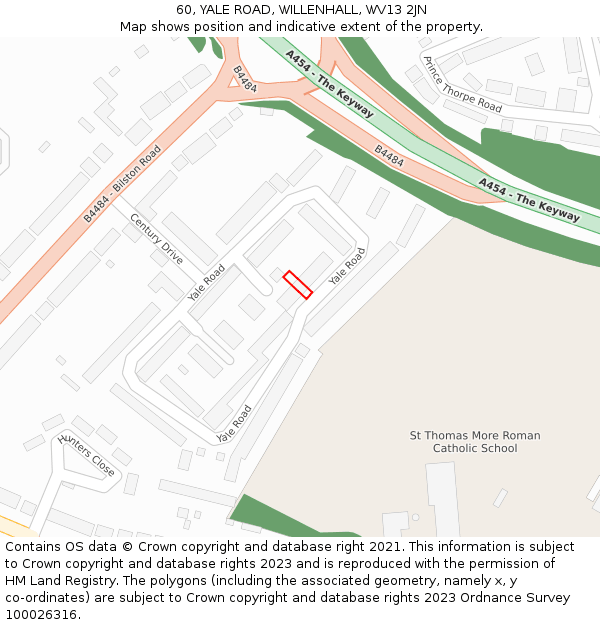 60, YALE ROAD, WILLENHALL, WV13 2JN: Location map and indicative extent of plot