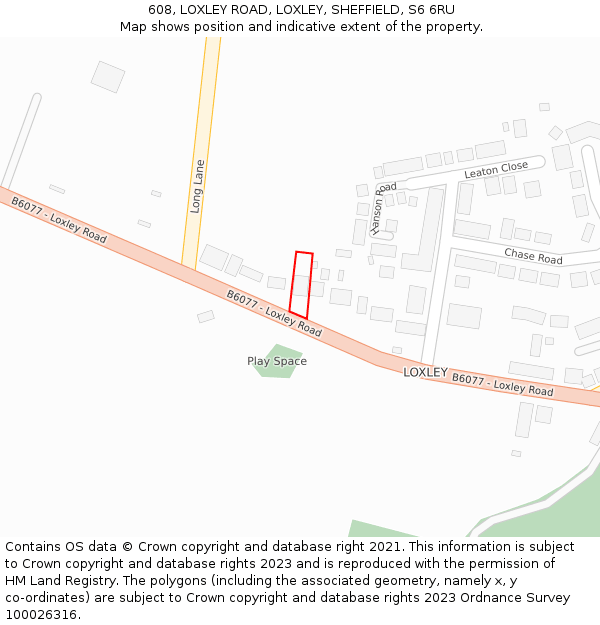 608, LOXLEY ROAD, LOXLEY, SHEFFIELD, S6 6RU: Location map and indicative extent of plot