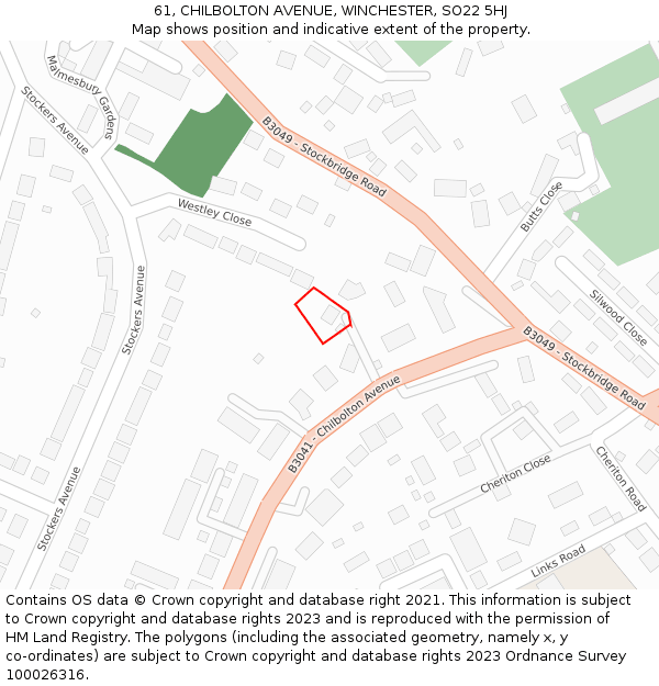 61, CHILBOLTON AVENUE, WINCHESTER, SO22 5HJ: Location map and indicative extent of plot