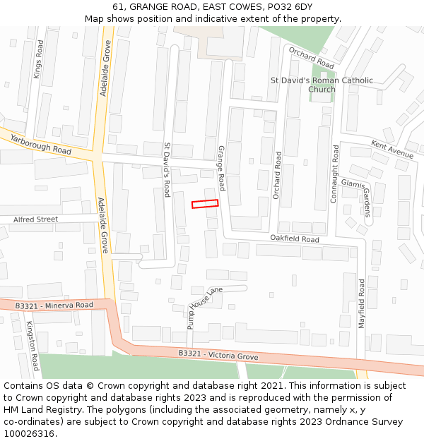 61, GRANGE ROAD, EAST COWES, PO32 6DY: Location map and indicative extent of plot