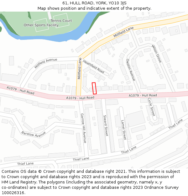 61, HULL ROAD, YORK, YO10 3JS: Location map and indicative extent of plot