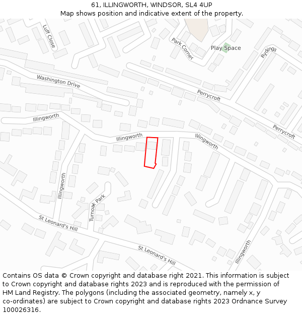 61, ILLINGWORTH, WINDSOR, SL4 4UP: Location map and indicative extent of plot