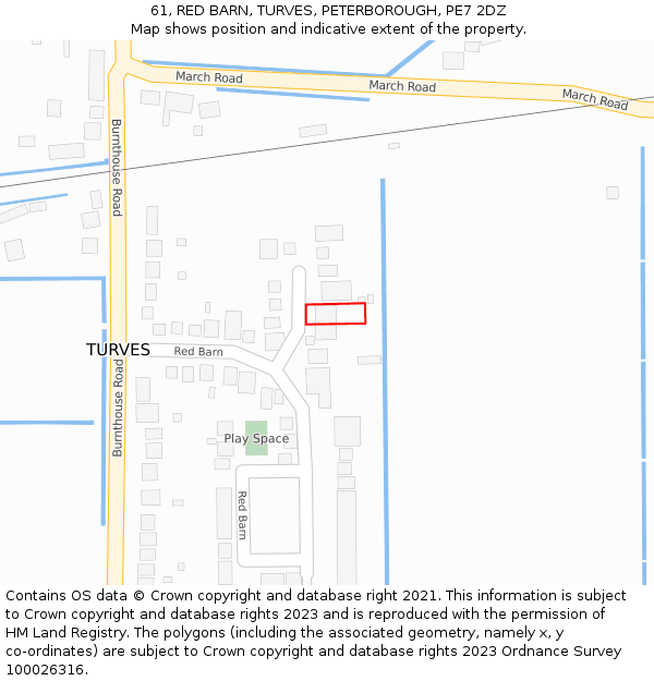 61, RED BARN, TURVES, PETERBOROUGH, PE7 2DZ: Location map and indicative extent of plot