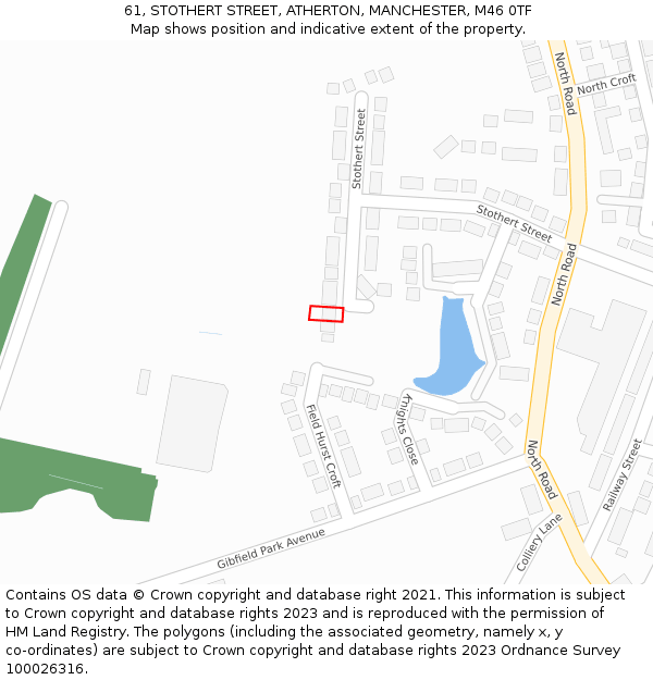 61, STOTHERT STREET, ATHERTON, MANCHESTER, M46 0TF: Location map and indicative extent of plot