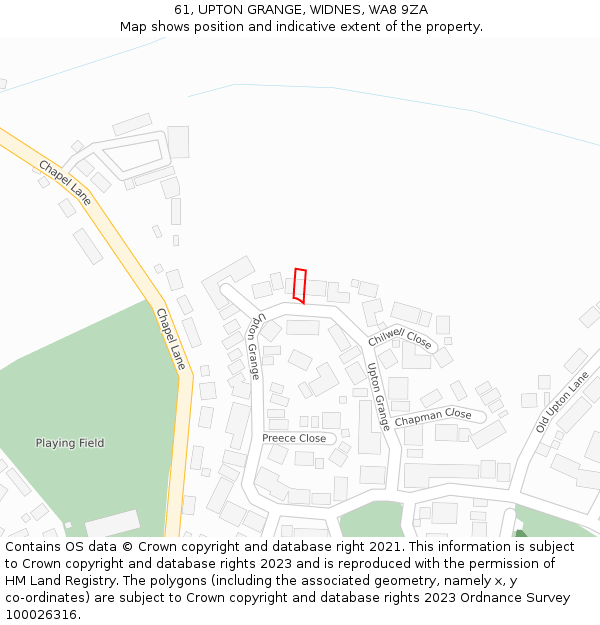 61, UPTON GRANGE, WIDNES, WA8 9ZA: Location map and indicative extent of plot