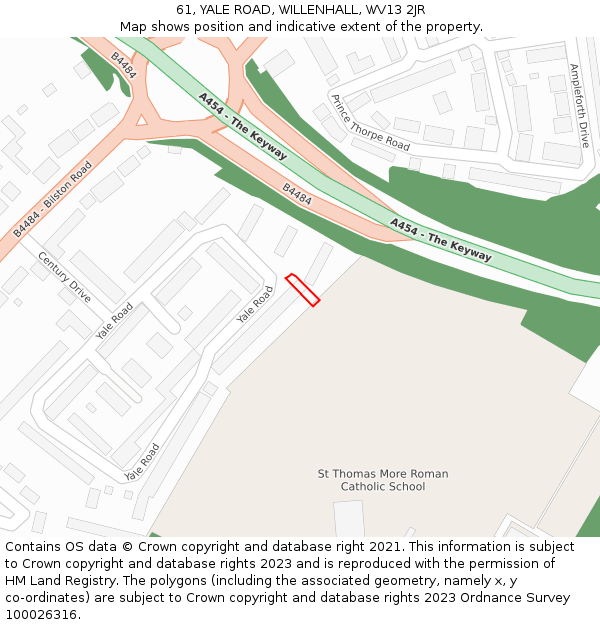 61, YALE ROAD, WILLENHALL, WV13 2JR: Location map and indicative extent of plot