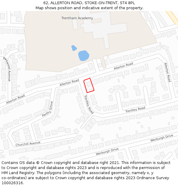 62, ALLERTON ROAD, STOKE-ON-TRENT, ST4 8PL: Location map and indicative extent of plot