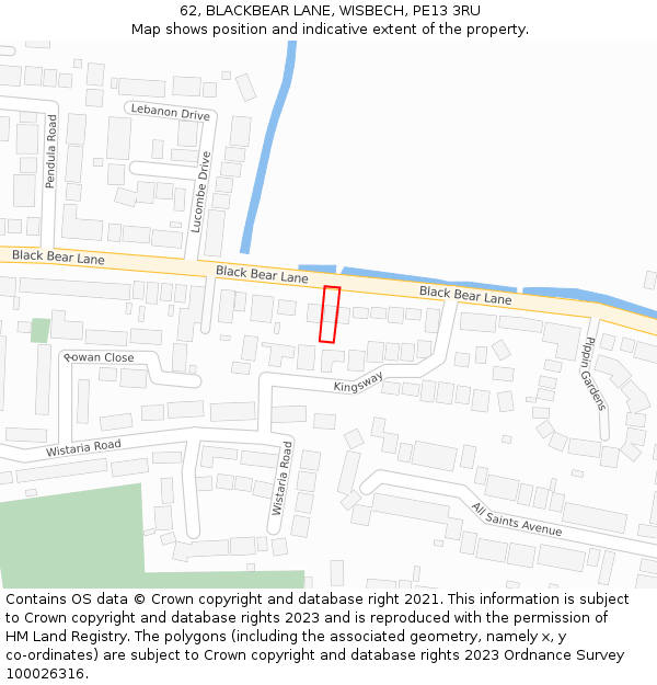 62, BLACKBEAR LANE, WISBECH, PE13 3RU: Location map and indicative extent of plot