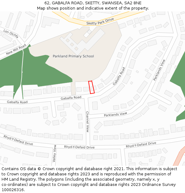 62, GABALFA ROAD, SKETTY, SWANSEA, SA2 8NE: Location map and indicative extent of plot