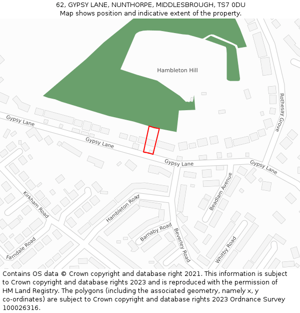 62, GYPSY LANE, NUNTHORPE, MIDDLESBROUGH, TS7 0DU: Location map and indicative extent of plot