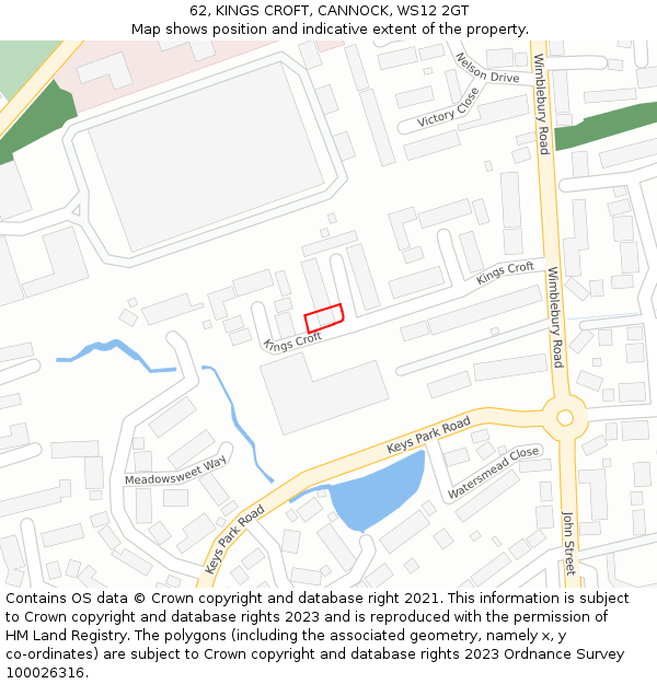 62, KINGS CROFT, CANNOCK, WS12 2GT: Location map and indicative extent of plot