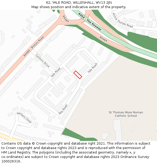 62, YALE ROAD, WILLENHALL, WV13 2JN: Location map and indicative extent of plot